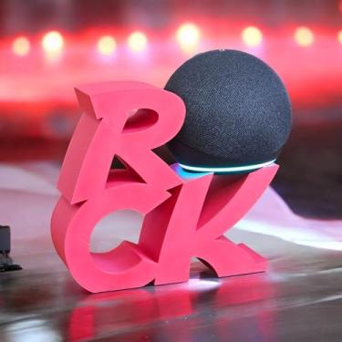 Imagem de Suporte Alexa Echo Dot 4 ou Echo Dot 5. Tema Rock & Roll. Presente, decoração, show, Amazon