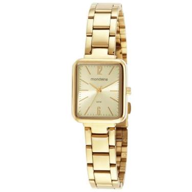 Imagem de Relógio Mondaine Feminino Dourado Retangular 32377LPMVDE1
