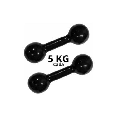 Imagem de Par De Halteres Emborrachado 5 Kg Fitness Musculação - Exercise Sports