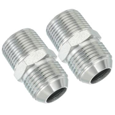 Imagem de PATIKIL Conector adaptador de tubo 1-1/40.6 cm macho 37 ° Flare JIC x 3/10.2 cm macho R encaixe de tubulação 2 peças conector hidráulico de encaixe de restrição de alimentação de óleo para sistema de