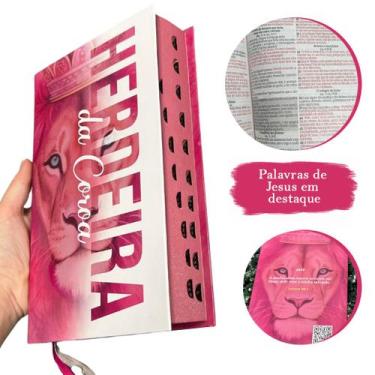 Imagem de Bíblia Sagrada Feminina Rosa Herdeira da Coroa ComHarpa e Índice LETRA