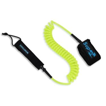 Imagem de LINGVUM Coleira de SUP em espiral premium para prancha de pé com corda de perna, correia de pulso para prancha de surfe, prancha curta, longboard