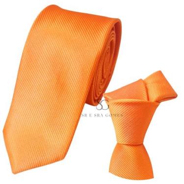 Imagem de Gravata laranja tecido trabalhado para padrinhos e eventos - Hero Men