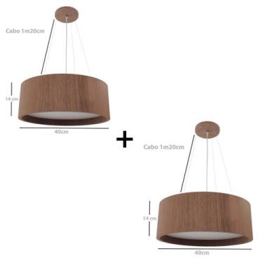 Imagem de Kit 2 Lustres Pendentes Madeira Redondo 40cm - Adrilustres, Imbuia, 11