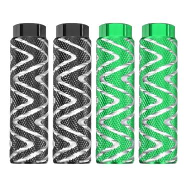 Imagem de HARFINGTON 2 pares de pedais de bicicleta de liga de alumínio traseiros para acrobacias antiderrapantes servem para eixos de 9,5 mm para mountain bike BMX, preto e verde