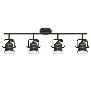 Imagem de Westinghouse Lighting 6116800 Boswell Kit de luz de pista para ambientes internos com quatro luzes, acabamento em bronze polido a óleo com destaques, persianas metálicas
