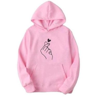 Imagem de Moletom Feminino e Masculino Blusa de Frio Canguru Unissex Mão Coreana