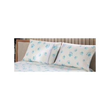 Imagem de Lençol Malha Casal Box Estampado C/ Elástico + 02 Porta Travesseiros c