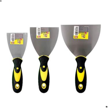 Imagem de Kit 3 Espátulas Aço Inox Massa Corrida Raspar Parede Tinta Espátula de Aço Inox Multiuso de Pintura
