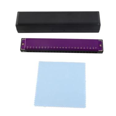 Imagem de Gaita, Chave de C 24 Buracos Polifonia Harpa de órgão Bucal Diatômico para Professores para Professores de Música para Iniciantes (Roxo)