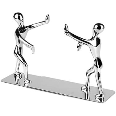 Imagem de Suporte para livros criativos materiais de escritório papelaria aço inoxidável Kung Fu Man Bookends 1 par estante humanóide