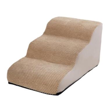 Imagem de IEUDNS Rampa de cães de escadas de cachorro, espuma macia e de alta densidade, para cama alta e sofá escadas de cães degraus para gatos cães mais velhos, Bege
