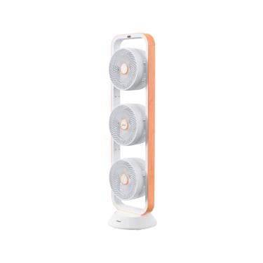 Imagem de Ventilador de Torre Spirit Robot Triplo 130W com 3 Velocidades, Controle Remoto e Painel Digital com Display LED - Branco/Caramelo