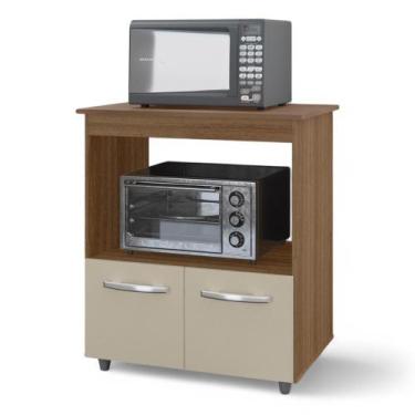 Imagem de Balcão Cozinha Para Forno Micro-ondas Multiuso Angel 02 Portas Savana 