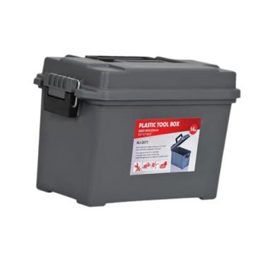 Imagem de IEUDNS Caixa de armazenamento para porta-malas de motocicleta, recipiente de armazenamento de ferramentas multifuncional com tampa, caixa de ferramentas de, 34.8cmx18cmx22.4cm