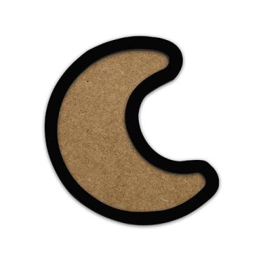 Imagem de Moldura Em Forma De Lua Para Amigurumi Em Mdf Colorido Cor:PRETO;Tamanho:21,7x27,3 cm
