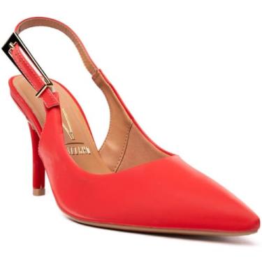 Imagem de Scarpin Vizzano Salto Alto Bico Fino - Vermelho - 37