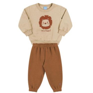 Imagem de CONJUNTO BEBÊ MOLETOM E GORGURÃO LEÃOZINHO KAMYLUS-Unissex