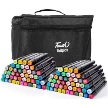 Imagem de Kit 168 Canetinhas Coloridas Touch 168 Cores Com Ponta Dupla e Estojo Canetas Marcadores Coloridos Para Desenho Colorir Livros Ilustrar Pintura Escolar