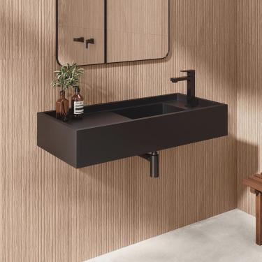 Imagem de Bancada Cuba Esculpida de Porcelanato para Banheiro Alto Padrão Portobello 100x45x15cm Acetinado