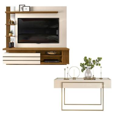 Imagem de Painel para TV Suspenso Bergamo e Aparador Petri Off White Demolição – dj Móveis