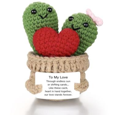 Imagem de ailov Presentes para ele, namorado, namorada, suporte emocional positivo, cacto de crochê, presente de aniversário I Love You, presente para casal, esposa, marido, Páscoa (para meu amor)