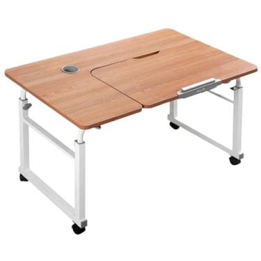 Imagem de Mesa Overbed com altura ajustável, mesa com rodas – mesa de computador para cama, mesa móvel sobre a cama com rodas