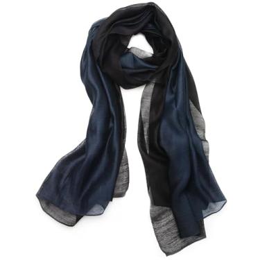 Imagem de Cachecol de seda para mulheres, cachecol de seda elegante com toque suave e macio, cachecol de fácil manutenção para mulheres, Azul-escuro, standard