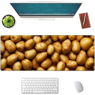 Imagem de Mounidso Tapete de rato grande com padrão de batatas, base de borracha antiderrapante, acessórios de escritório, tapete de mesa, tapetes de rato frescos para escola, trabalho, decoração de casa