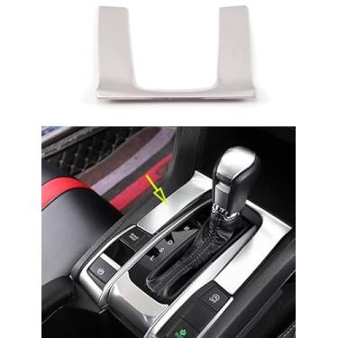 Imagem de ANUNFRRE Acessórios de carro aptos para Honda Civic 10ª geração 2016-2021 de aço inoxidável interior console central painel de mudança de marchas guarnição da tampa da moldura (prata fosco) conjunto