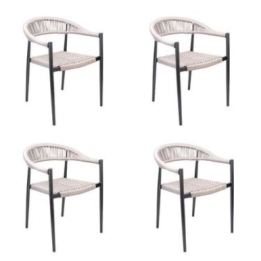 Imagem de Kit 4 Cadeiras Trancoso Base Grafite Amêndoa Rivatti