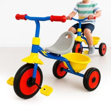 Imagem de Triciclo Infantil Motoquinha com Pedal com Cestinha Para Menino Menina Presente Para Crianças A partir de 18 meses (Azul)