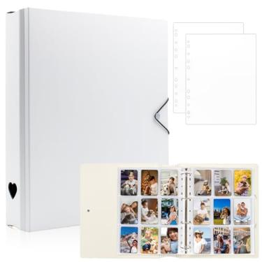 Imagem de Fichário A4 Kpop Photoocard com 25 páginas, cartão de 9 bolsos, 4 anéis de álbum de colecionador de cartões capa de plástico com fivela para organizar cartões colecionáveis (branco)