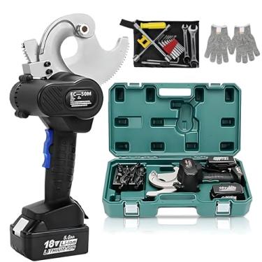 Imagem de Cortador elétrico de alta precisão - lâmina de liga de 10 mm, bateria de 5,0 Ah, saída de 140 KN, medidor de potência LED e carregamento rápido para cabos de aço/fios de cobre