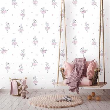 Imagem de Papel De Parede Autocolante Baby Bailarinas Cute - Inove Papéis de Par
