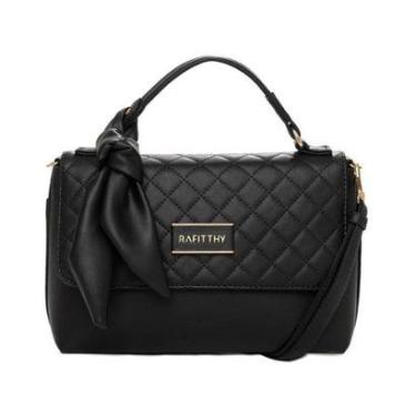 Imagem de Bolsa Feminina Rafitthy Transversal Pequena com Laço e Costuras Preto-Feminino