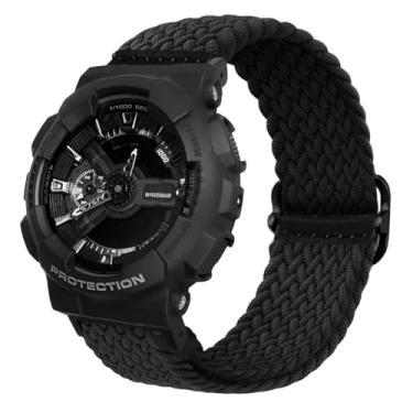 Imagem de Abanen Pulseiras elásticas de relógio Solo Loop para Casio G-SHOCK DW-5600/8900, pulseira trançada elástica macia ajustável com fivela ajustável para Casio GA-100/GW-B5600/GB-5600/GW-6900 (preto)