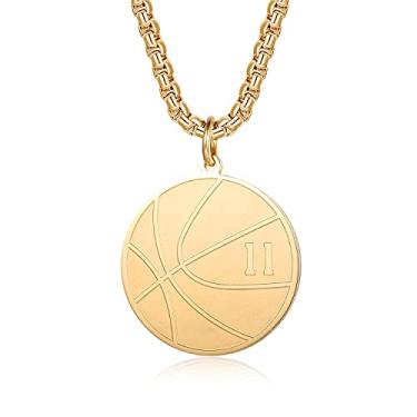 Imagem de Colar de basquete banhado a ouro, número do jogador, pingente de aço inoxidável, para fãs de basquete, presentes, joias esportivas para meninos