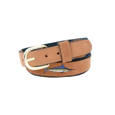 Imagem de Cinto masculino Zep-Pro de couro marrom bordado, 86,36 cm, bronzeado/azul marinho