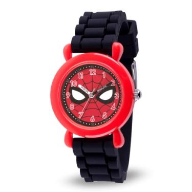 Imagem de Marvel Relógio infantil com pulseira de silicone de quartzo analógico Time Teacher, Preto