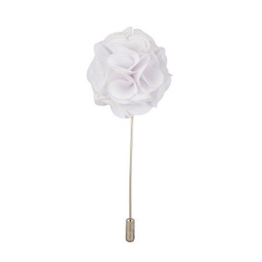 Imagem de Knightthood Broche de lapela de flor branca, broche branco, broche de boutonniere com caixa de presente para terno de noivo de casamento
