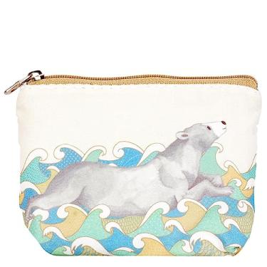Imagem de Bolsa porta-chaves feminina e feminina com porta-moedas e bolsa de moedas, Polar Bear, Small