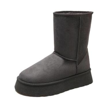 Imagem de Botas de Neve de Inverno Femininas - Cano Alto, Sola Grossa e Forro de