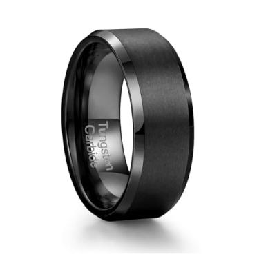 Imagem de Holizaly Anel masculino de carboneto de tungstênio de 6 mm, 8 mm, banhado a ouro 24 k, acabamento polido, acabamento polido, ajuste confortável, Metal, Sem pedra preciosa