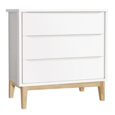 Imagem de Cômoda Gaveteiro Classic New Branco Fosco com Natural - Reller