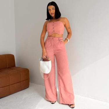 Imagem de Conjunto Top e Calça em Linhão Candy - LUNII, Rosê, P