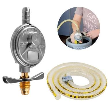 Imagem de Regulador Registro De Gás De Cozinha + Mangueira 1,2M - Alianca