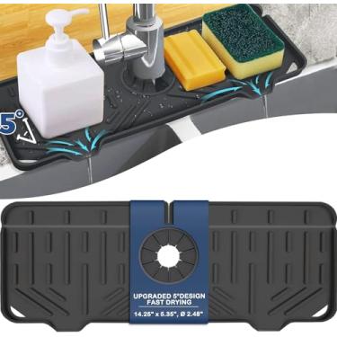 Imagem de Tapete de Silicone para Pia de Cozinha com Suporte para Esponja e Sabão de Secagem Ultra Rápida - Qualidade e Resistência - Muita praticidade e Higiene - Preto