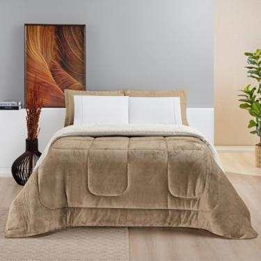 Imagem de Manta Cobertor Tamanho King Soft Tecido Macio Coberdrom Dupla Face para Inverno com Sherpa (Caqui)