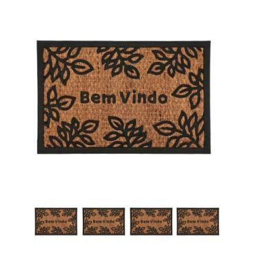 Imagem de 4un TAPETE CAPACHO BEM VINDO EMBORRACHADO FIBRA COCO 60x40cm - clink